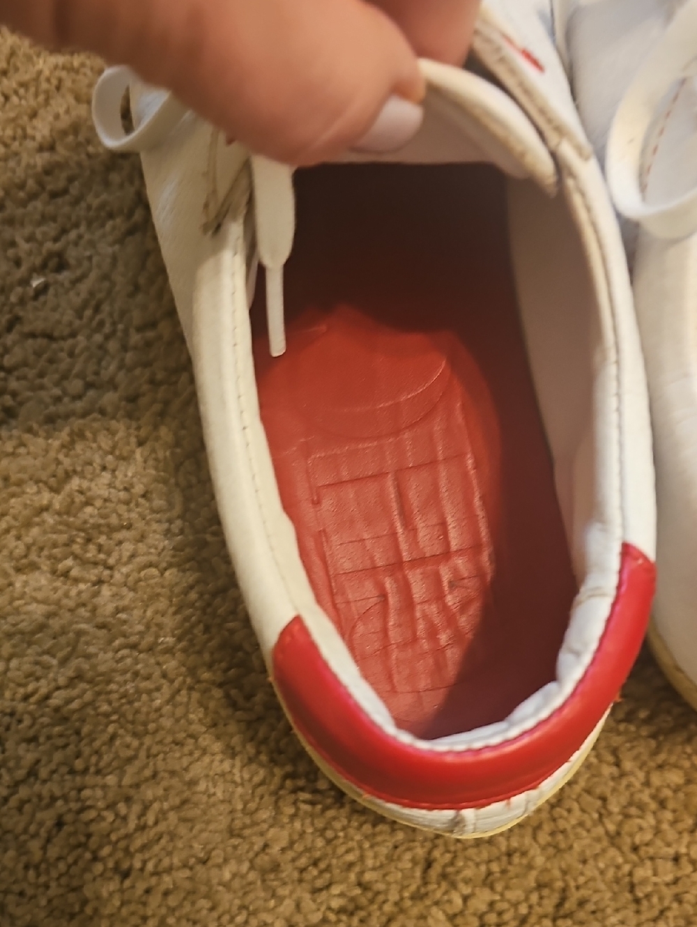 Carolina Herrera White Leather Sneakers with Red Accent - Picture 6 of 9